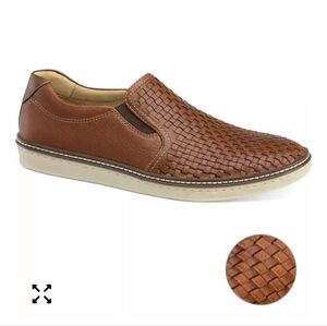 Johnston & Murphy Men's Brown Woven Leather Slip-On Shoes